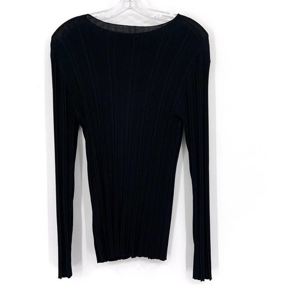 MM Lafleur Womens M The Brodie Pullover Top Textured Rib Knit Boatneck Black - Picture 8 of 8